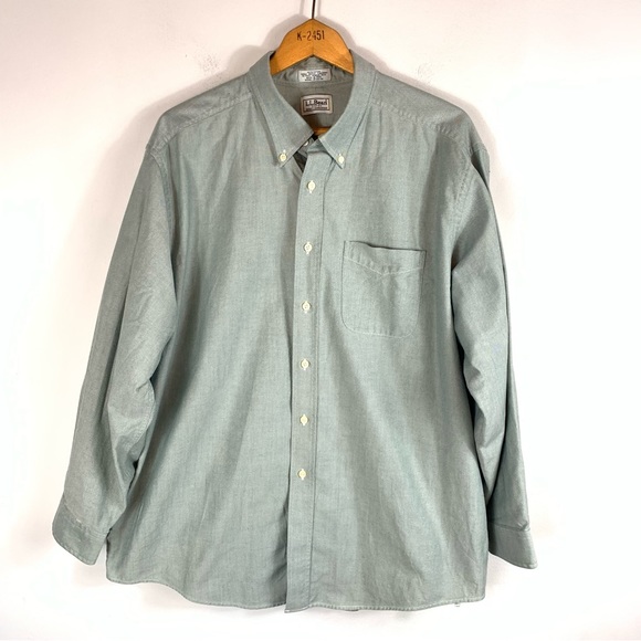 L.L. Bean Other - LL Bean Green Cotton Single Needle Tailoring 17.5-34 Button Down Shirt